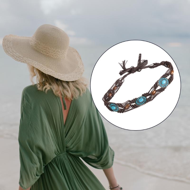 DIY Bohemian Wooden Bead Waist Rope Braided Tassels Belt Ethnic Style Belts