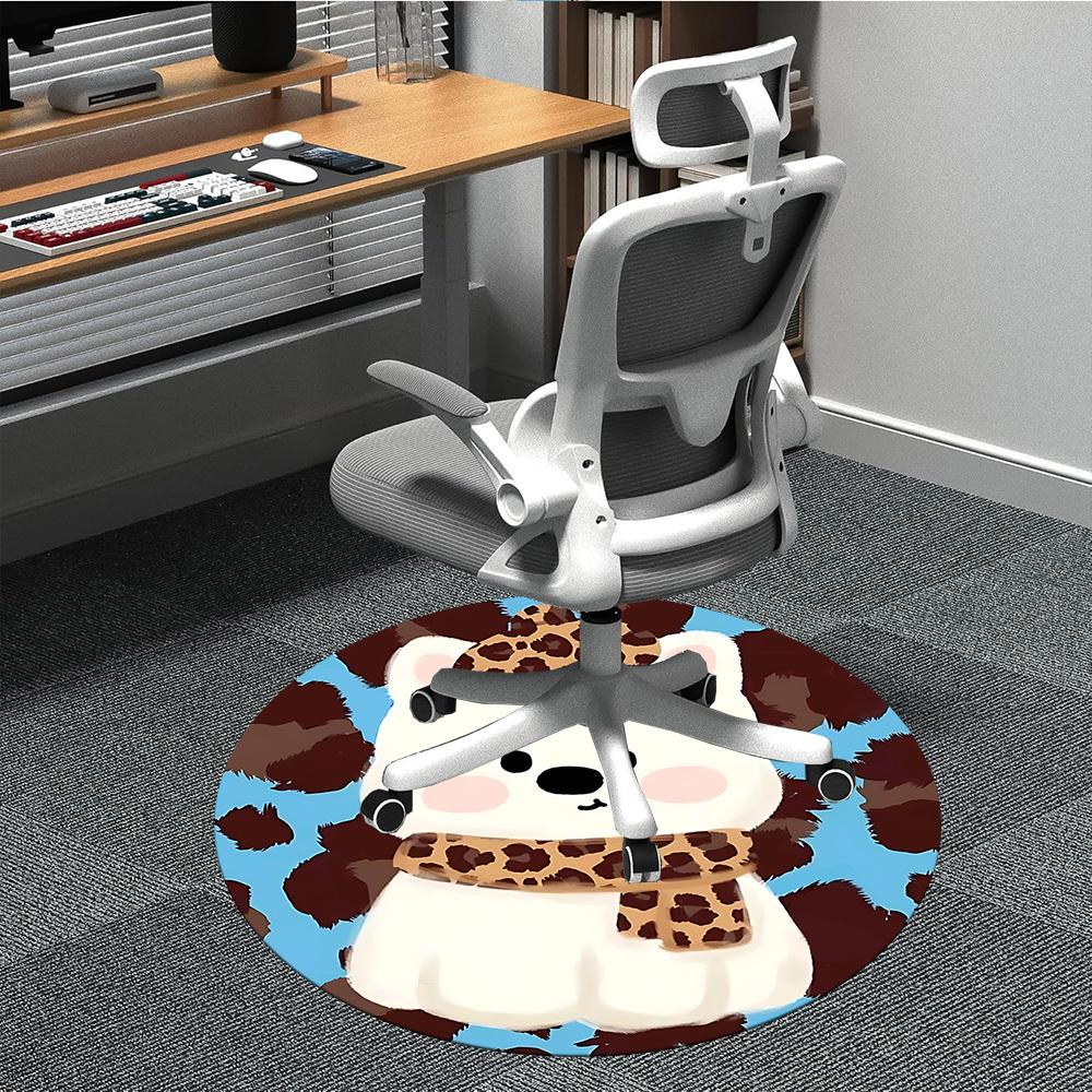 

1pc Leopard Print Office Round Area Rug, Under Office Chairs Bedroom Living Room Home Decor, Room Decos14 80cm by 80cm