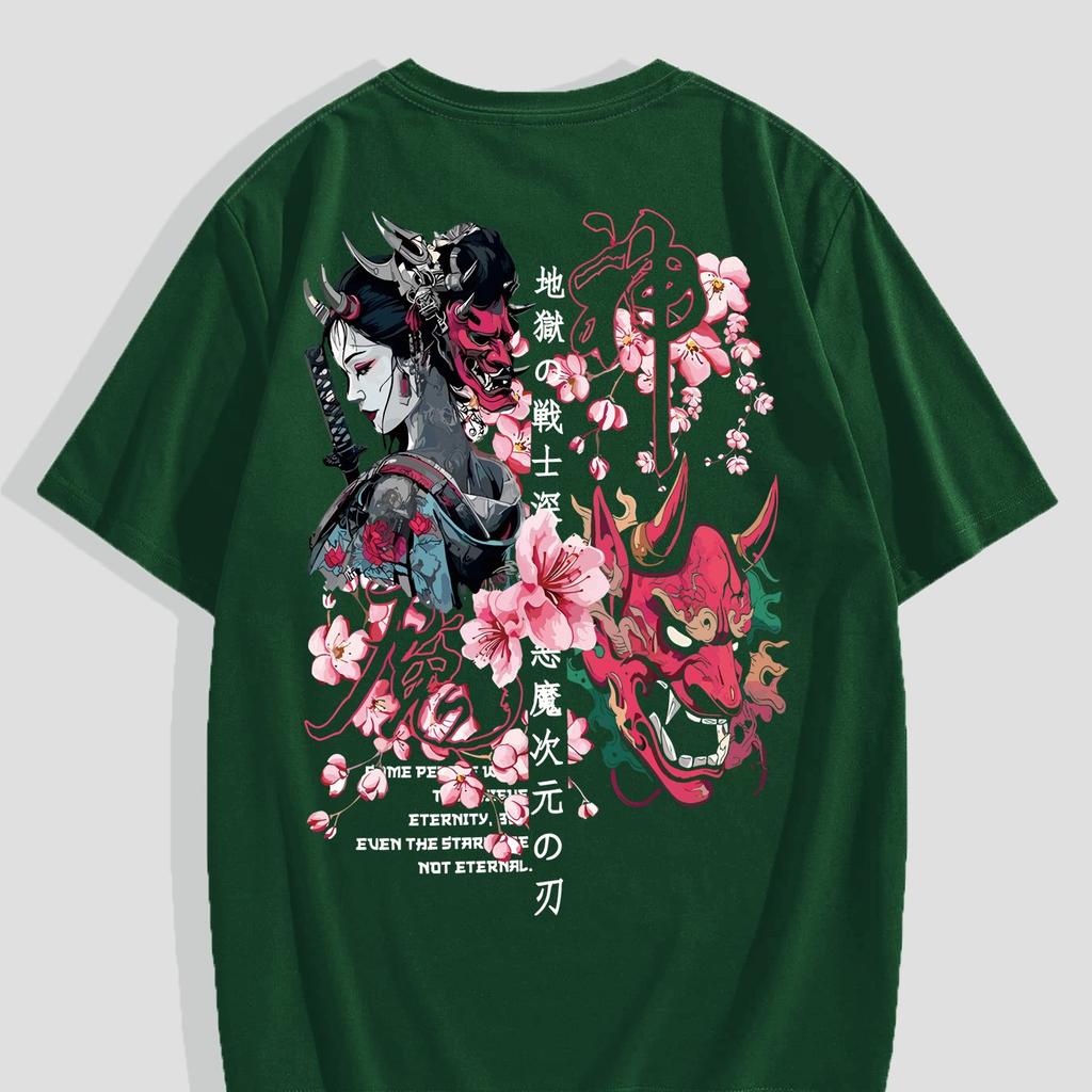 Street Fashion Geisha Mask Summer T-Shirt for Men And Women