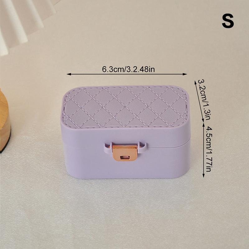 Mini Jewelry Storage Box Portable Home Travel Earrings Necklace Storage Case For Women Ring Organizer With Mirror Display Case
