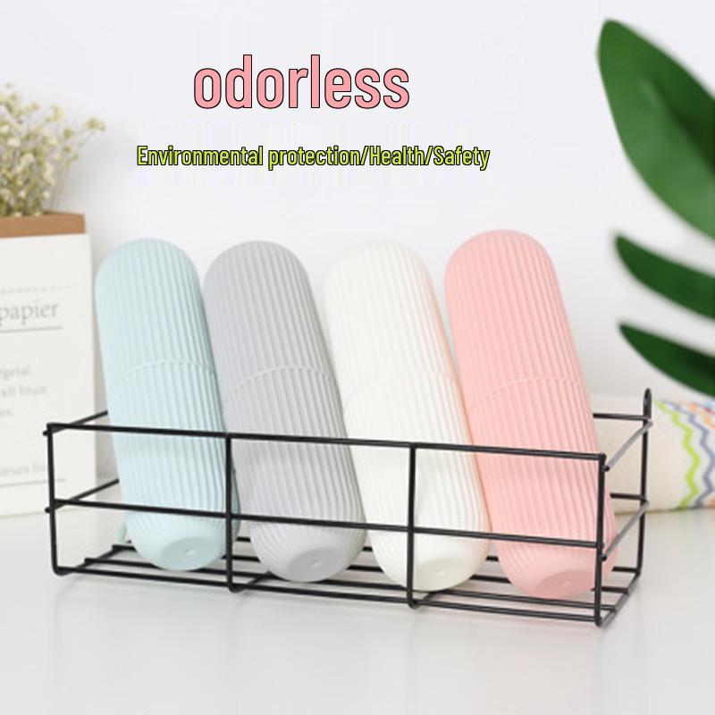 Nordic Minimalist Travel Toothbrush Set: Portable Stripe Wash Cup & Toothbrush Holder.