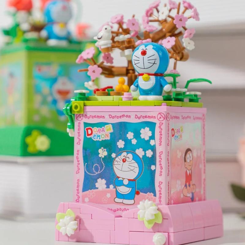 New Doraemon Building Blocks Cartoon Assembly Handmade Diy Night Light Decoration Room Decoration Children Birthday Gift