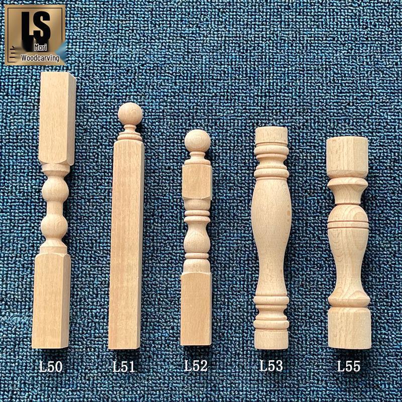 

European Style Beech Wood Carved Vertical Column with Round Ball for Balustrade or Corridor Decoration - In Stock. L51 Type 12*2 cm