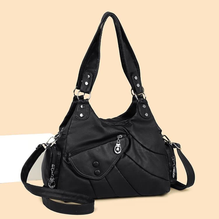 Складная сумка-тоут женская большая вместительная на плечо через плечо чёрный