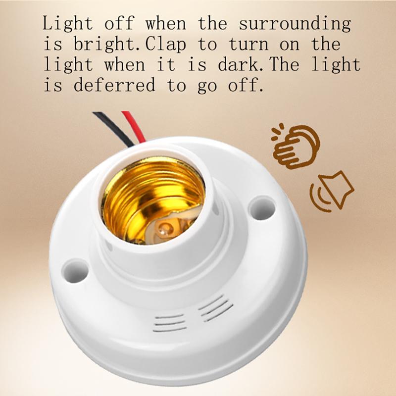 Switchless Smart Bulb Holder E27/E14 85-265V Light and Motion Sensing Lamp Base Voice-controlled/Sound-controlled Light Socket
