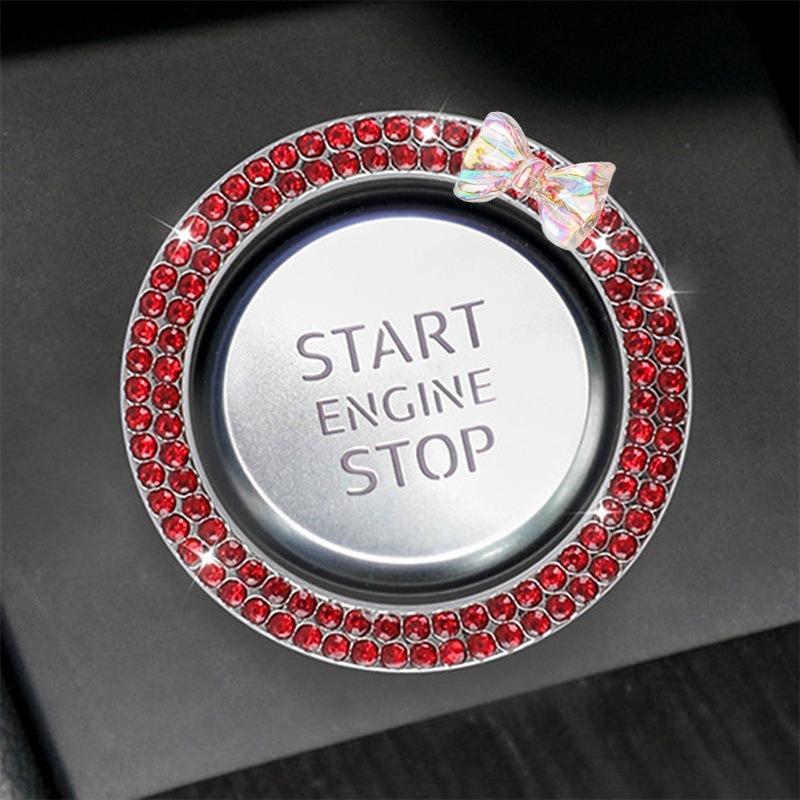 1pc Automobiles Start Switch Button Decorative Diamond Rhinestone Ring Auto SUV Car Decorative Accessories Interior for Girls