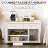 Credenza da cucina con 2 cassetti, 3 ante e ripiano regolabile, per cucina, sala da pranzo, soggiorno, 117 x 35 x 80 cm, bianco