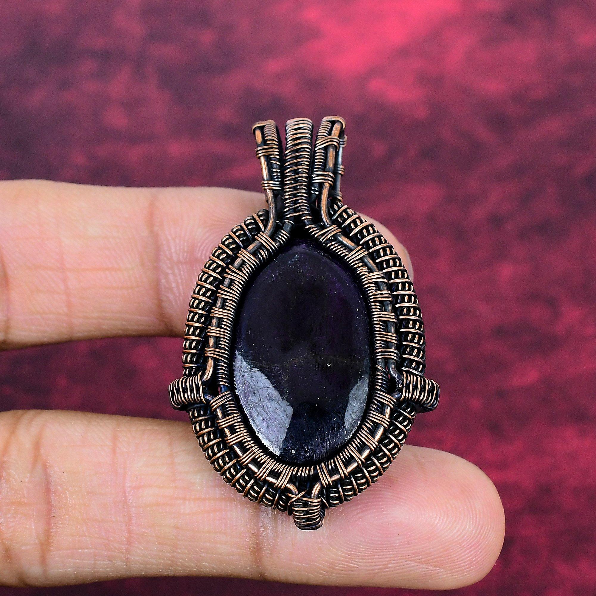 

Sugilite Gemstone Pendant Copper Wire Wrapped Handmade Jewelry Gifts For Him