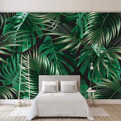 Jede Größe Tapete Grünes Blatt Wandbild Heimdekoration Wohnzimmer Schlafzimmer TV-Hintergrund 3D-Wandpapier