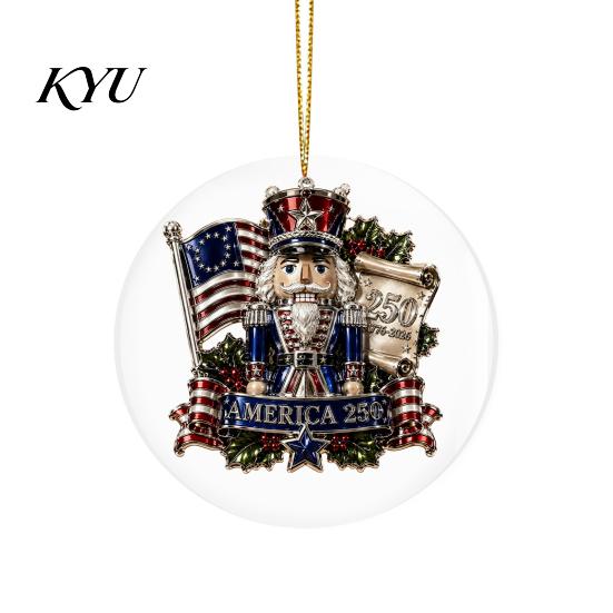 Decorative Mantel Fence Accents 250th Anniversary Acrylic Hanging Ornament, Double Side Printed Festive Holiday Decor Christmas Door Window
