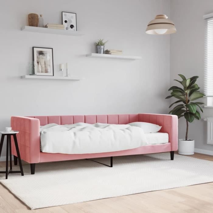 VidaXL Lit de jour avec matelas rose 80x200 cm velours 3196663
