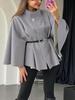 Belt Poncho Capes Women Black Cloaks Winter Coats Woman Bat Sleeve Cape Coats Fashion Women's Cape Jacket