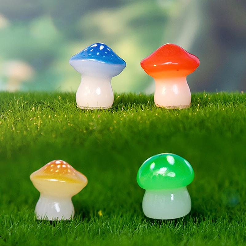10 ks kreativní noční záře simulace houbové figurky zvířecí model mech mikro krajina domácí dekorace miniaturní ozdoba