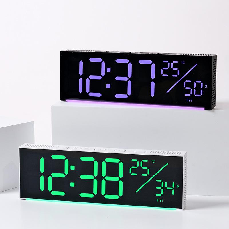 LED Color-Changing Wall Clock RGB Display, Multi-functional Alarm Clock, Large 6677R.