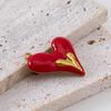 2pcs Stainless Steel Irregular Red Enamel Round Heart Star Design Pendant Necklace Earring Heart Charms Craft Jewelry Findings