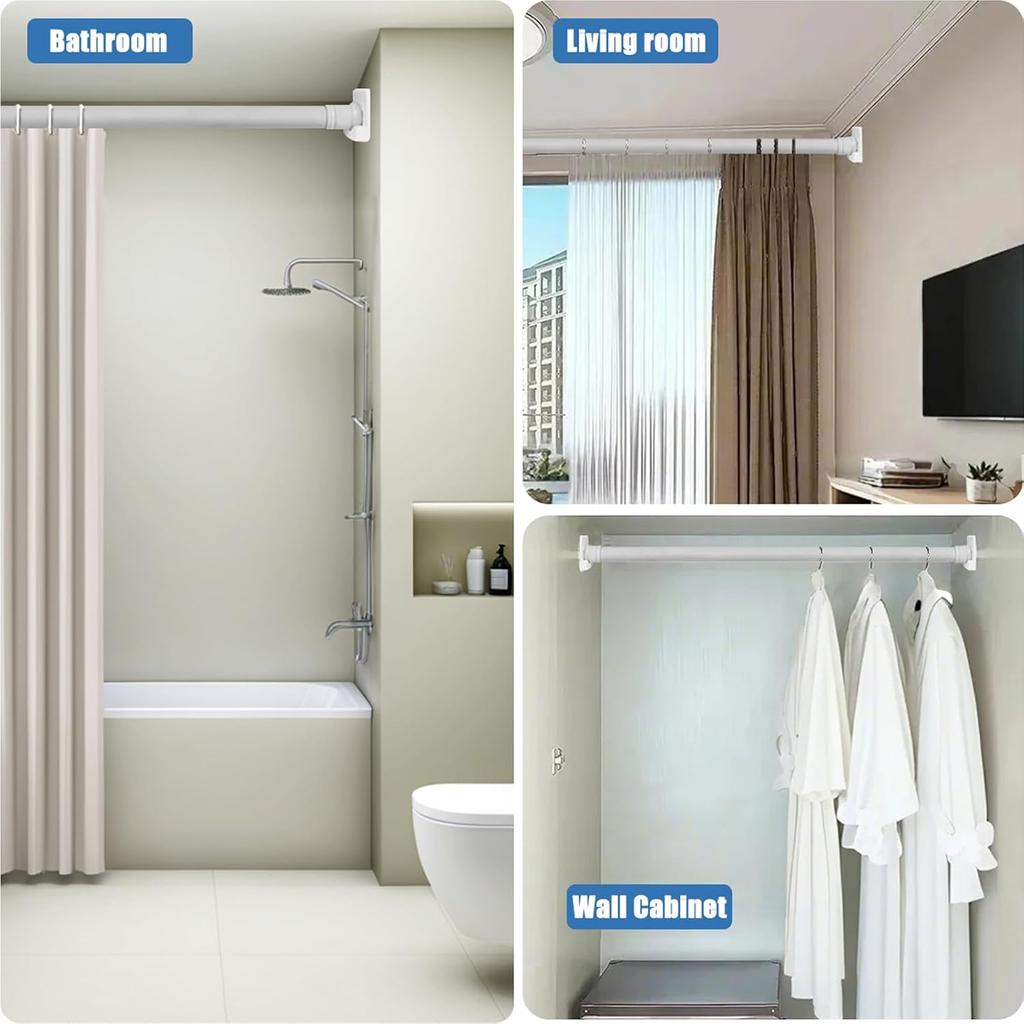 Clear Shower Curtain Rod Holder, Adhesive Shower Rod Holder for Wall, Large Heavy Duty Tension Rod Holder for Tile, No Drilling, 2 Pack