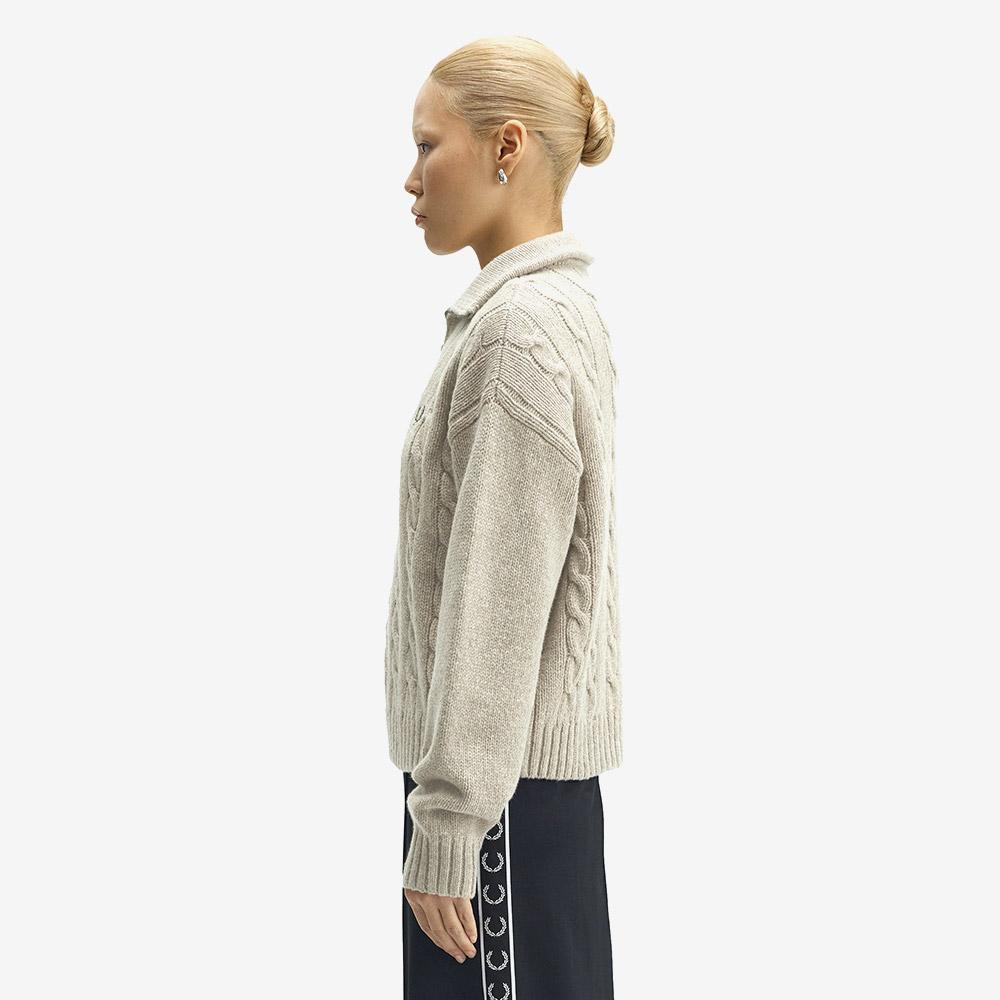Fred Perry [Womens] Half Zip Cable Knit - Warm Oat Malle Afpf2531103-Z45