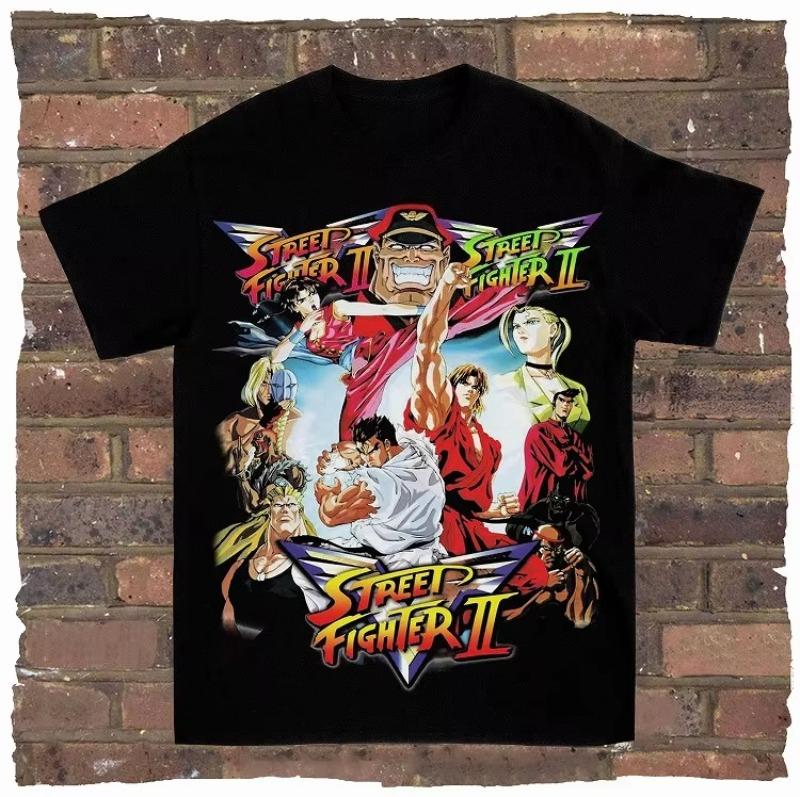 Game Spring Street Fighter Rock and Rap Loose High Street Highquality Mens Tshirts Womens Tshirts Couple Styles