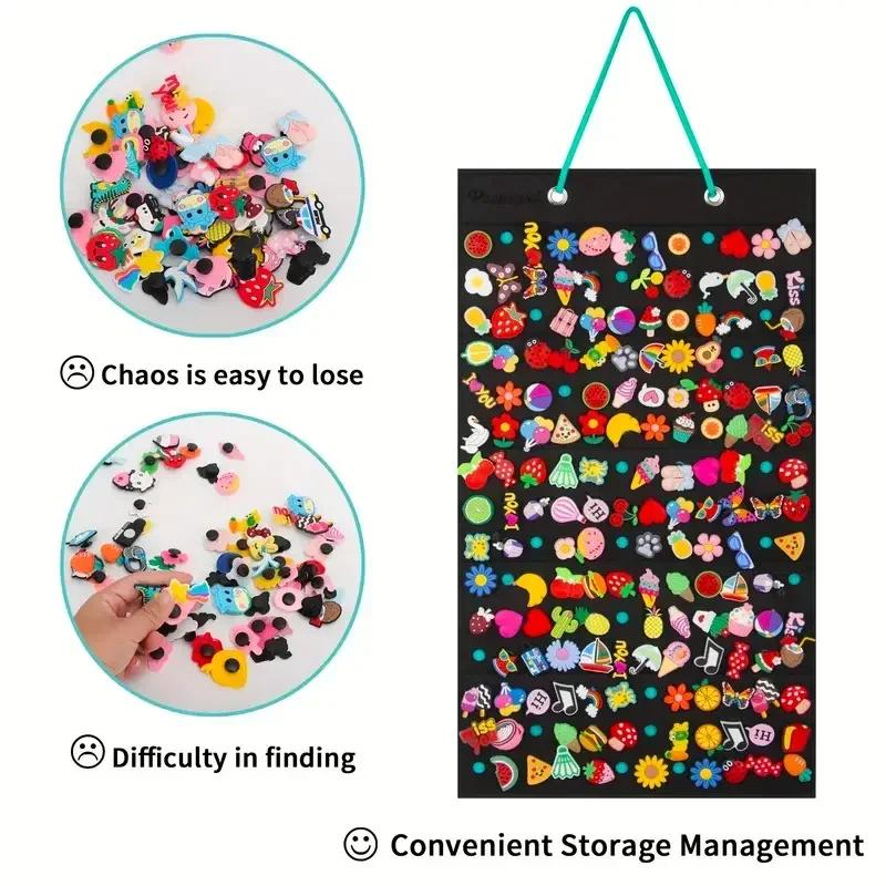 Wall-mounted Shoe Charms Organizer With 180 Holes Hanging Shoe Charm Holder Shoe Decoration Clog Charms Display Badge Storage