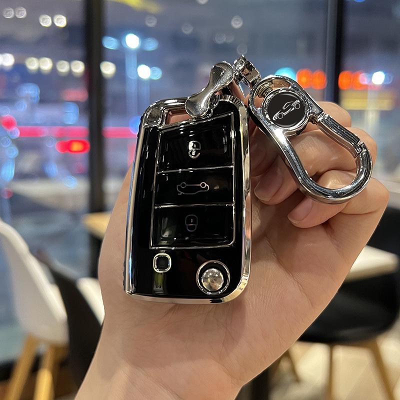 Volkswagen Key Case for Lavida, T-Cross, T-Roc, Tayron, Tharu, Tacheng GTE, Passat - Exquisite Folding Shell.