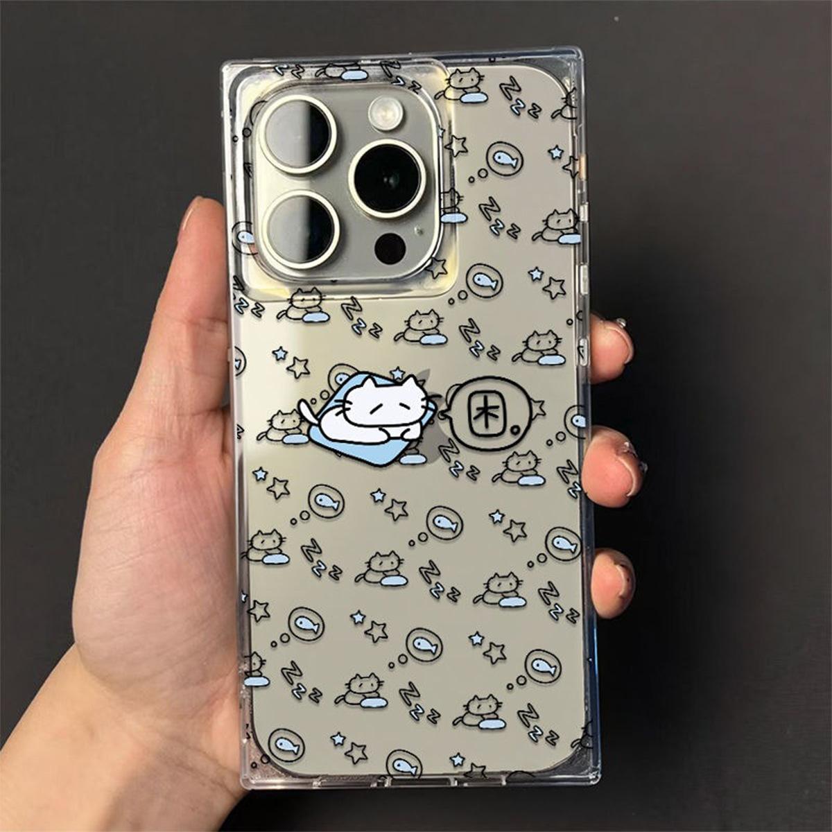 

Ice Crystal Square Airbag Anti-fall Shell Three-dimensional Funny All-inclusive for IPhone15 Square Mobile Phone Case Simple For iPhone 17PROMAX