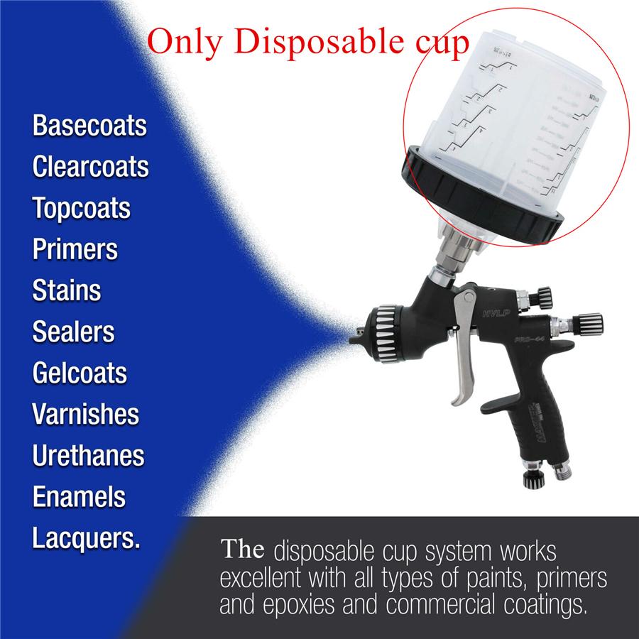 22oz Disposable Paint Cup Kit Hard Cup&Collar For Spray Gun Type H/O Adapter