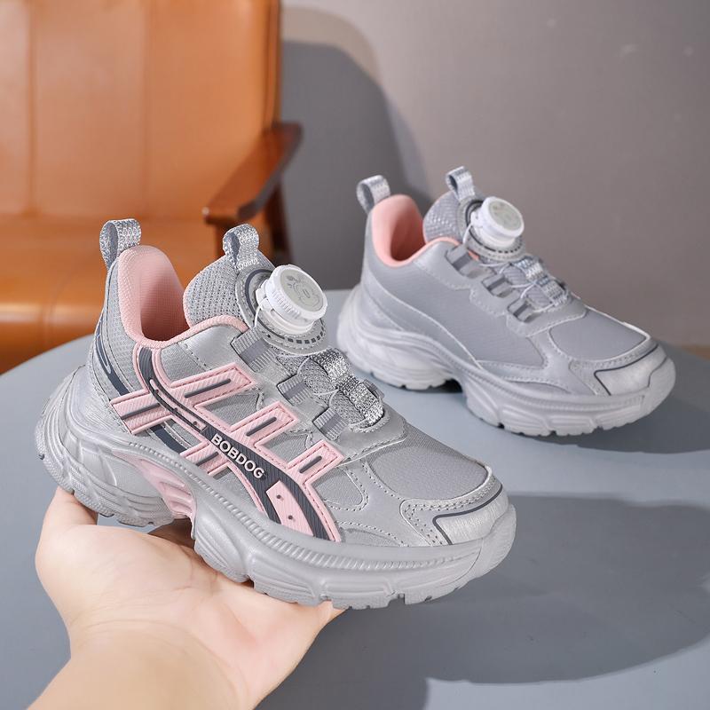 Kids Sneakers Dial Knob Closure Low Top Trainers Lightweight Cushioned School Sports Shoes Breathable Size 29-39