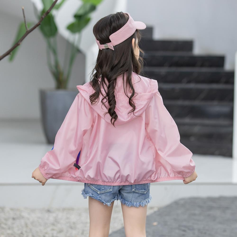 Children's Children's Sunscreen Jacket Boys and Girls Skin Coat Rainbow Hooded Sunscreen Clothing Air Conditioning Shirt