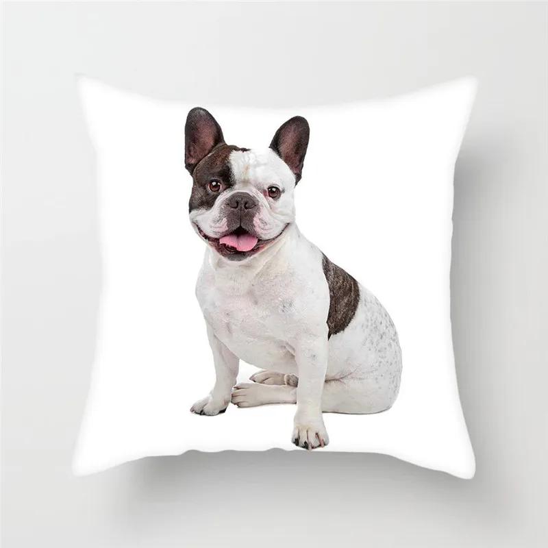 French Bulldog Polyester Cushion Cover Animal Dog Printed Pillow Cover For Sofa Home Living Room Decorative Pillowcase 45X45Cm