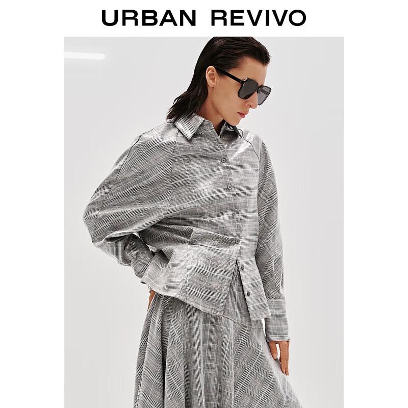 

UR 2025 Зимний женский жилет в клетку с пайетками и пуговицами на талии L