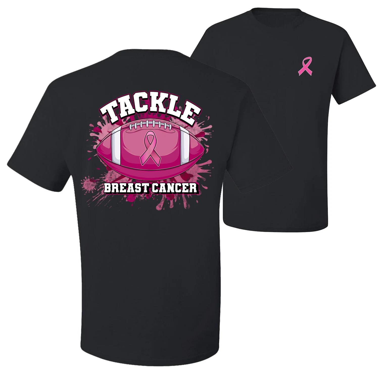Tougher Than Cancer Football Paint Splatters Front and Back Men Graphic T- Shirt 3XL