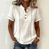 Fashionable Women's Button Up Collar Short Sleeved Women's Shirt