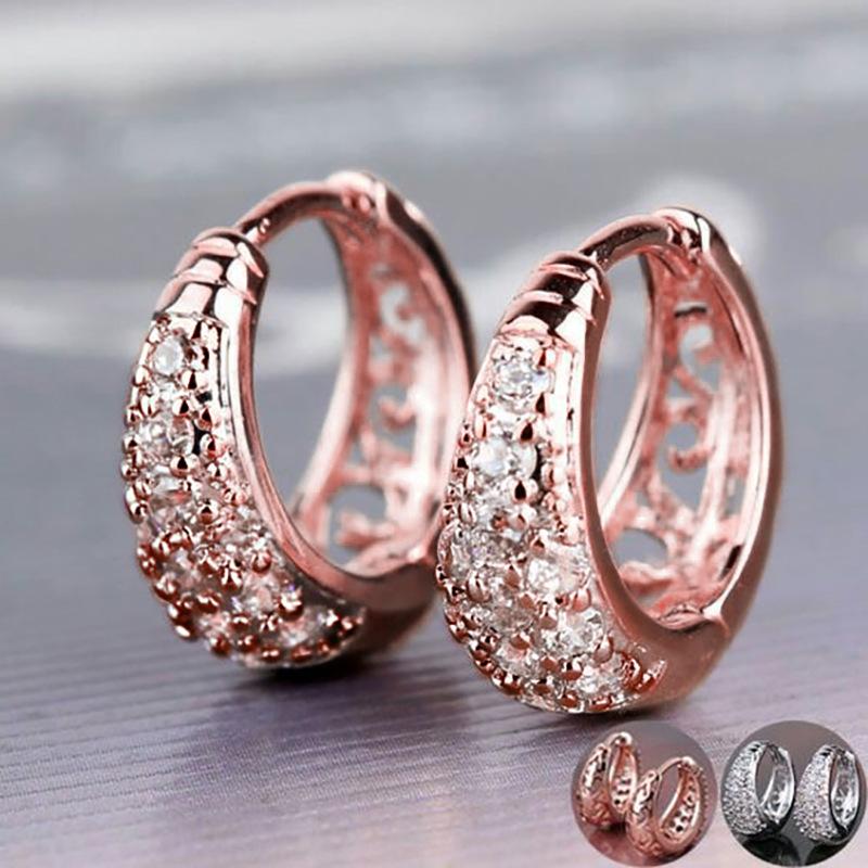 Niche Design High-End Earrings Ear Buckles, Unique Design Half-Circle Zircon Earrings, Hollow Design Earrings