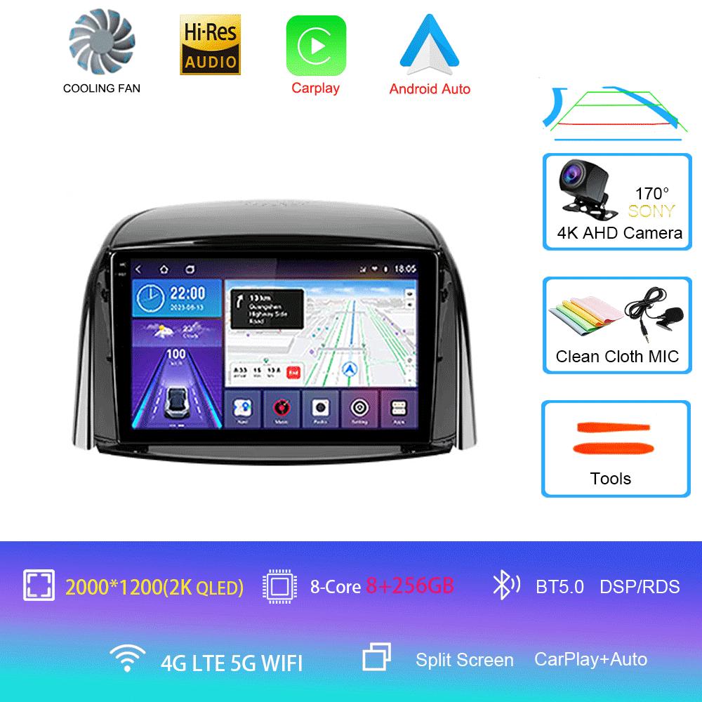 Car Radio Android 14 Carplay For Renault Koleos 2008 - 2016 Navigation Multimedia Player Stereo WiFi+4G Video Auto DVD 360Camera