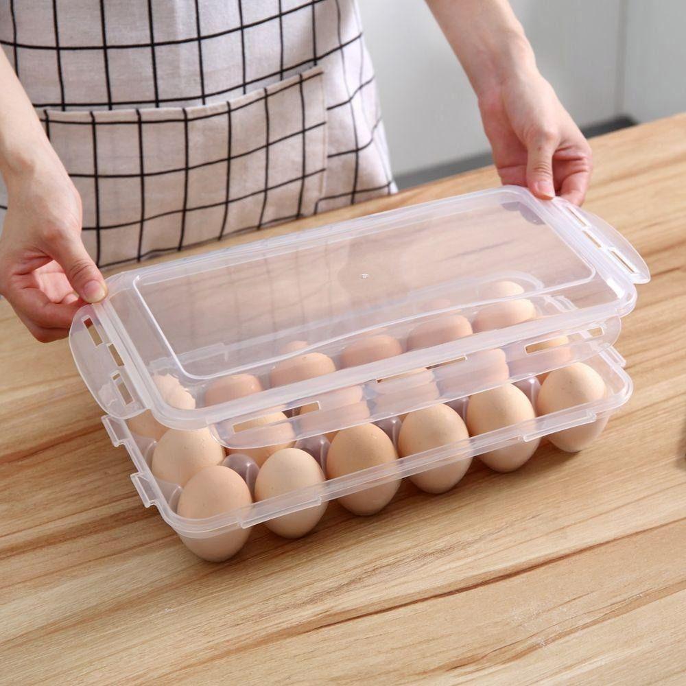 Fresh Preservation Egg Tray with Lid Fridge Egg Organizer Portable Egg Drop Rack  Kitchen