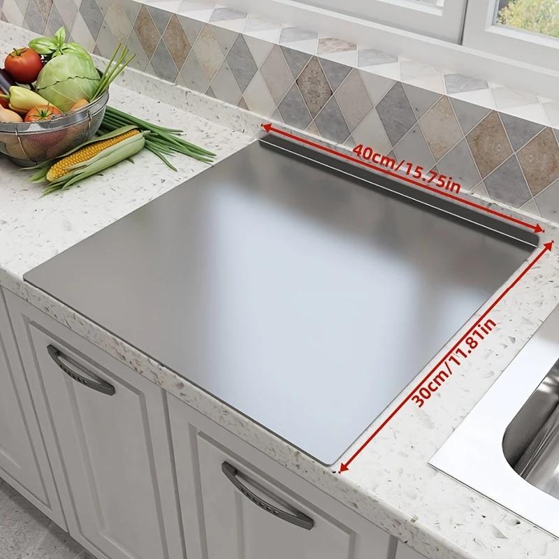 

1 шт. Сверхпрочная разделочная доска из нержавеющей стали для мяса, фруктов, овощей, хлеба и выпечки, нескользящая с бортиком 30X40CM