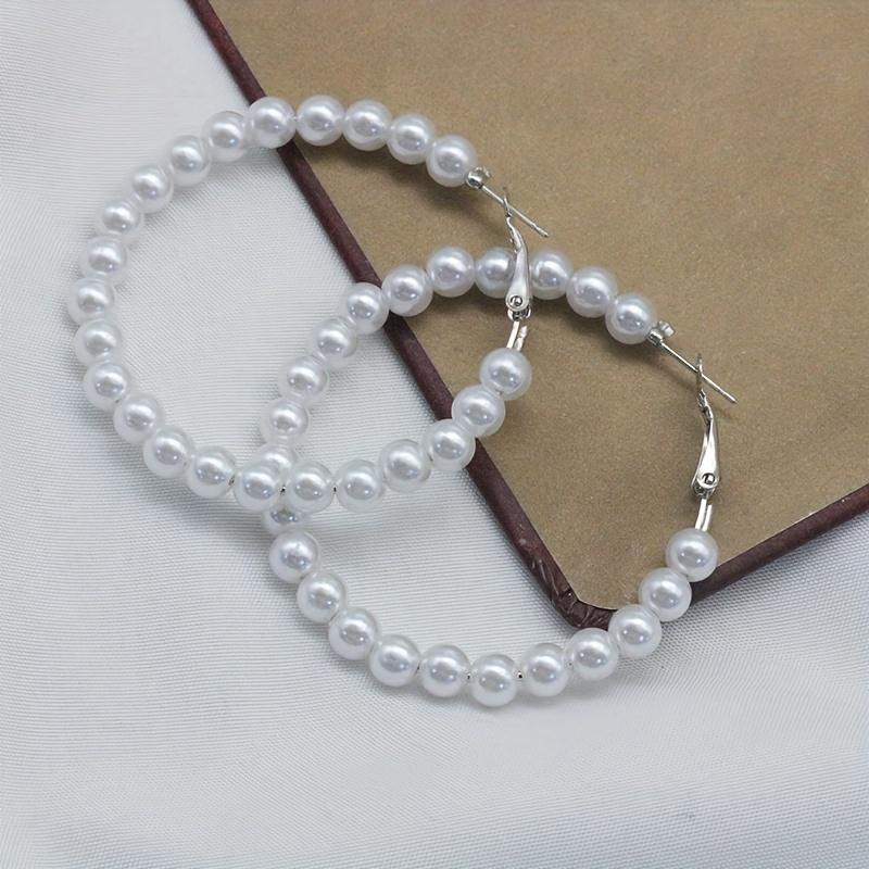 Charming Faux Pearl Hoop Earrings Stylish Dazzling Jewelry for Parties Chic Design Ideal Holiday Birthday Gift for Women