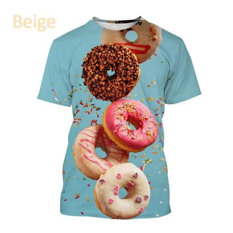 Men's T-shirt Color Blue Donut 3D Digital Printing Personalized Men's Short Sleeved Top T-shirt