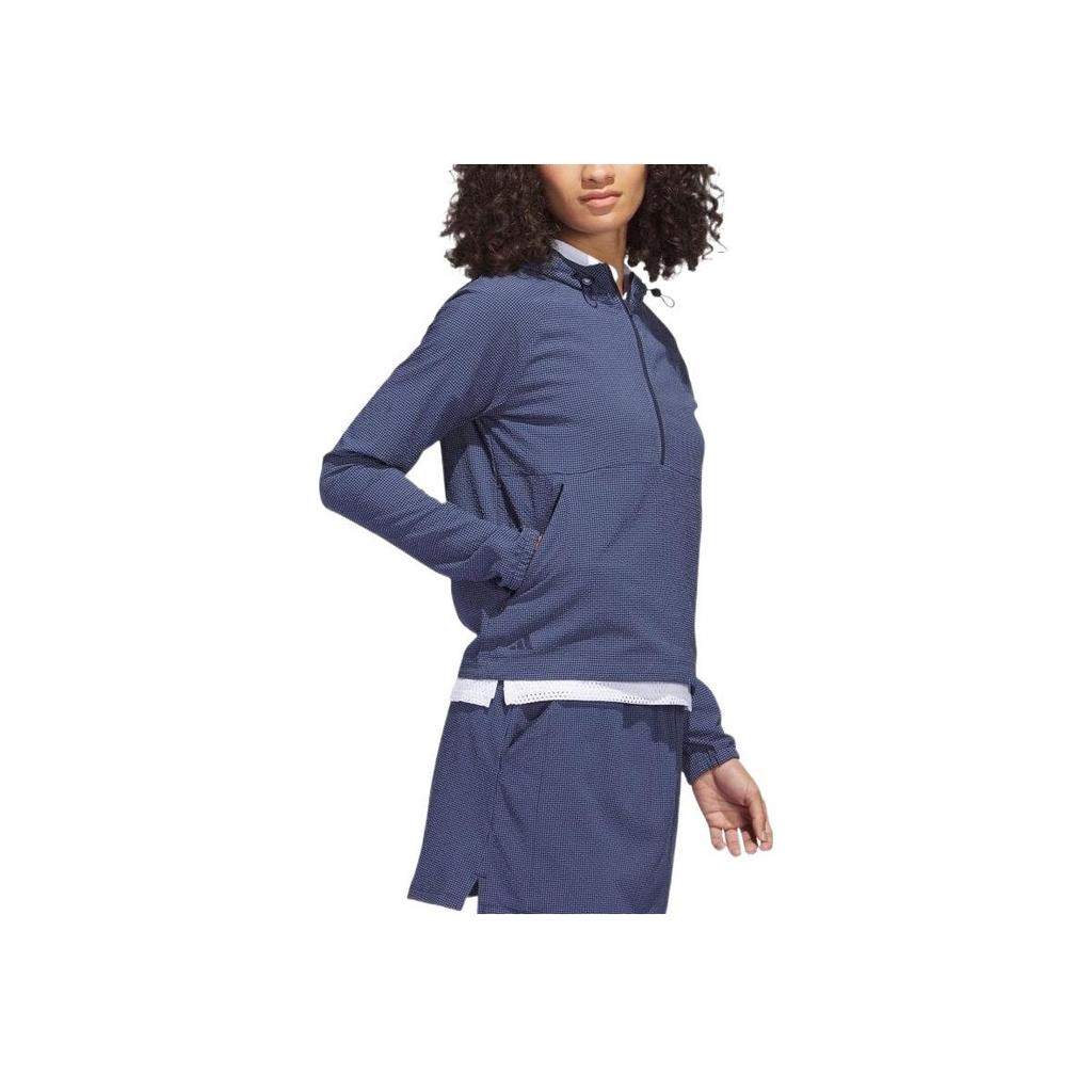 Adidas Solid Color Half-Zip Hooded Jacket Women Jackets Navy-Blue HS8971