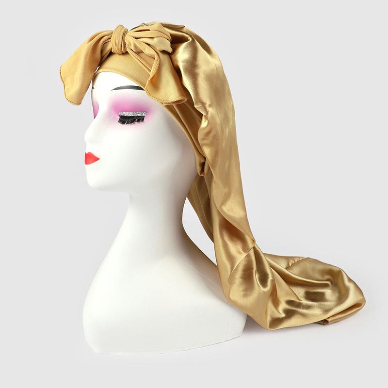 Touca Longa de Cetim de Seda para Mulheres - Proteção Capilar com Laço