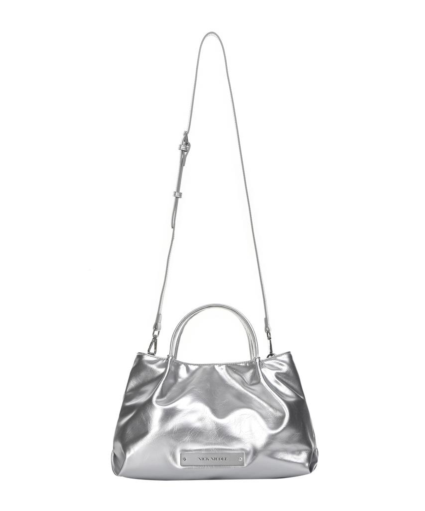 Nick&Nicole Crystal Faux Leather Tote Bag_Silver