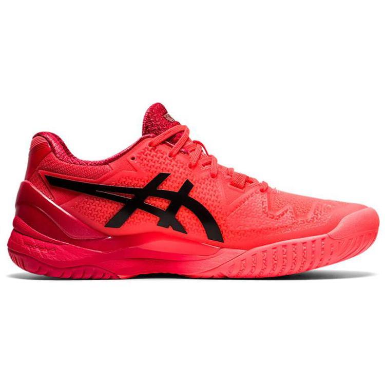 Asics Gel-Resolution 8 Bequemes Gewebe Synthetisches Leder Low-Top Laufschuhe Damen Sneaker Rot Schwarz 1042A131-701
