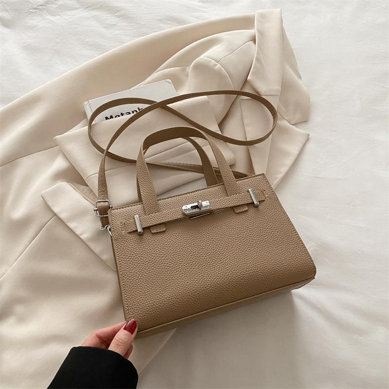 High-end Niche Lychee Pattern Platinum Bag Women's Bag 2025 Spring New Fashion Versatile Shoulder Messenger Bag