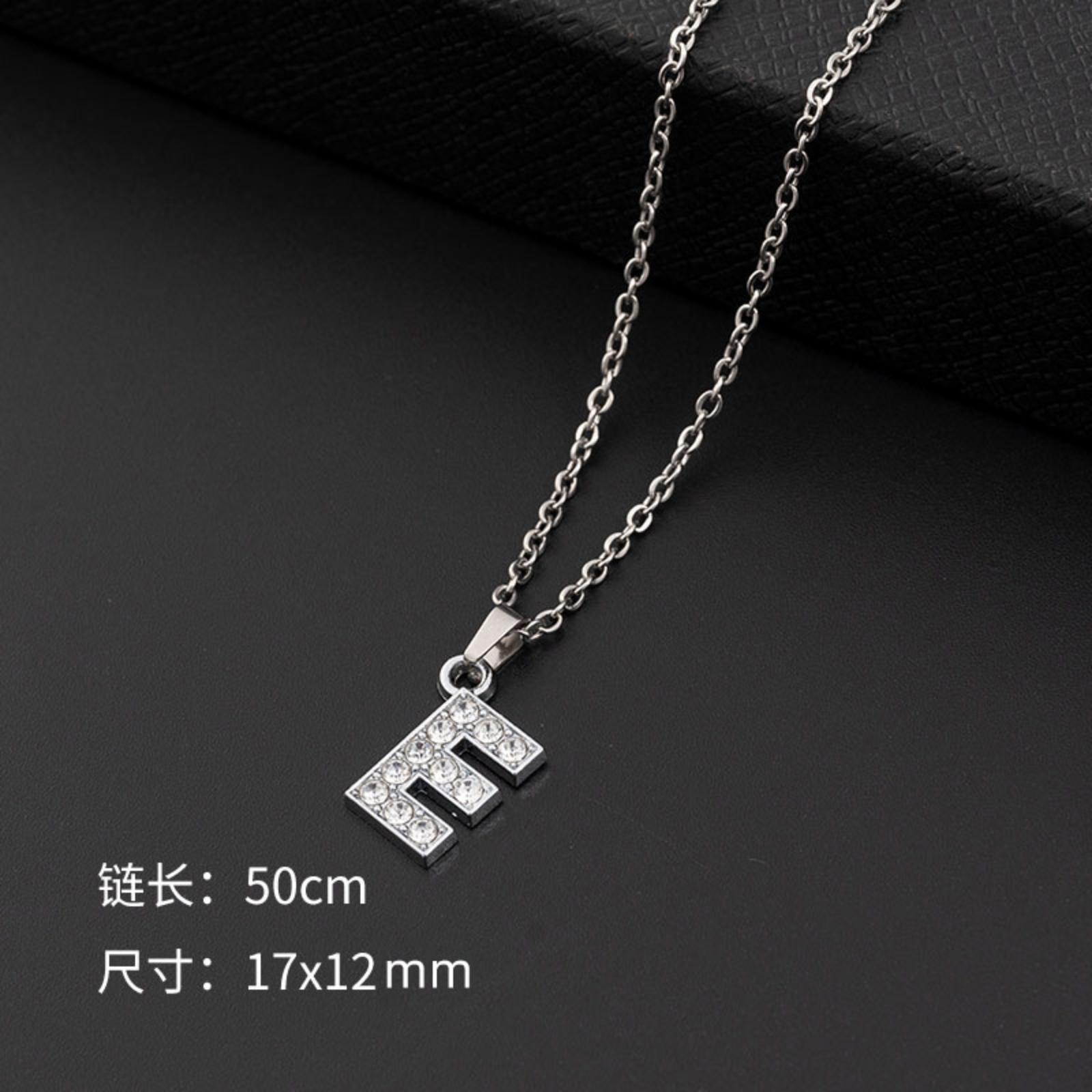 European And American- Jewelry Necklace With Diamond-studded English Letter Pendant Women s Stainless Steel Letter Necklace Jewelry Accessory One Size