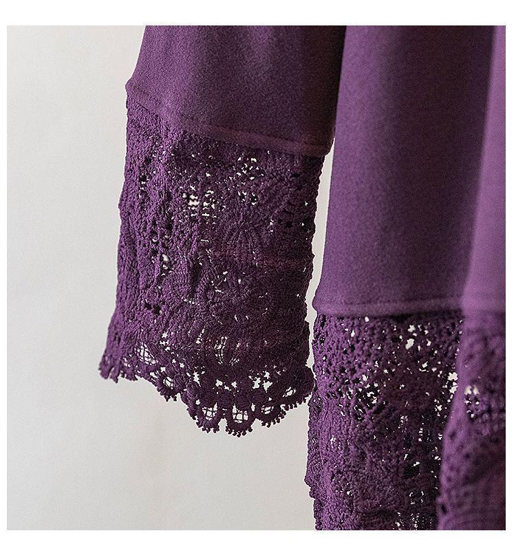 Plus Size German Velvet Lace Long Sleeve High Neck Top - Women's Slimming Autumn Winter Outerwear Shirt