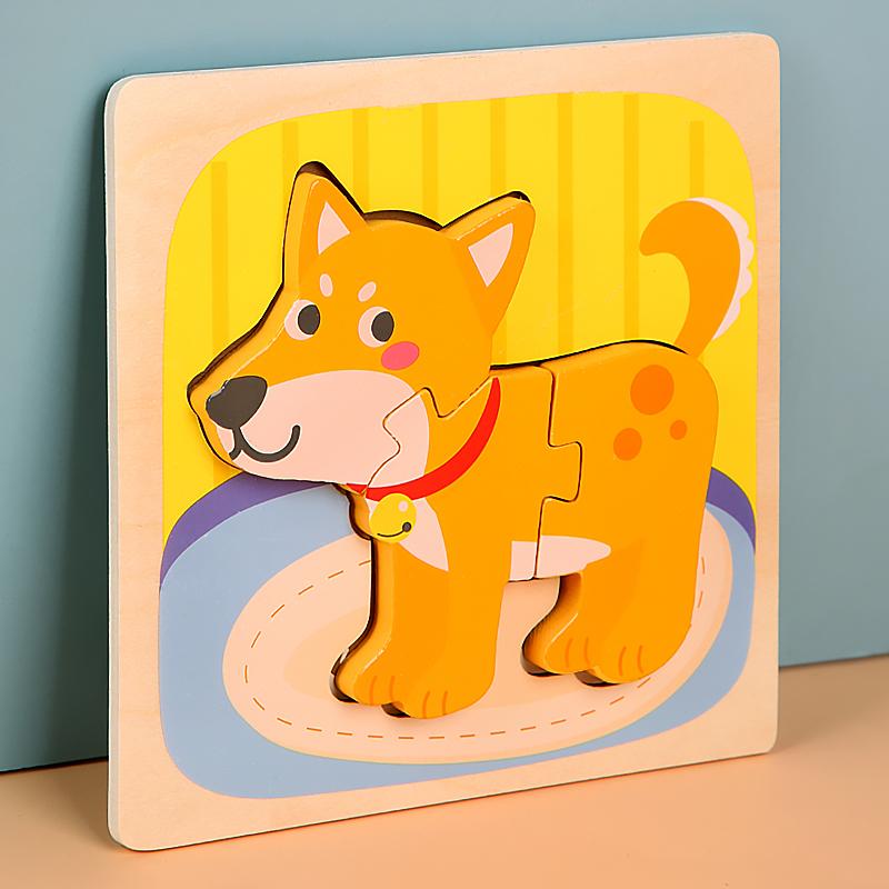 Montessori Wooden Toys Wood Puzzle Cartoon Animals Cognitive Jigsaw Puzzle Early Learning Educational Toys For Children Gift