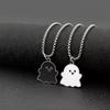 1Pcs Simple Cute Fashion Girl's Personality Black And White Ghost Necklace Cool Niche Pendant Versatile Chain Male Necklace