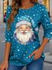 2025 Christmas Women's T Shirt Graphic Santa Claus Fashion Casual Long Sleeve T-shirt Crew Neck Regular Tops Print Spring Fall