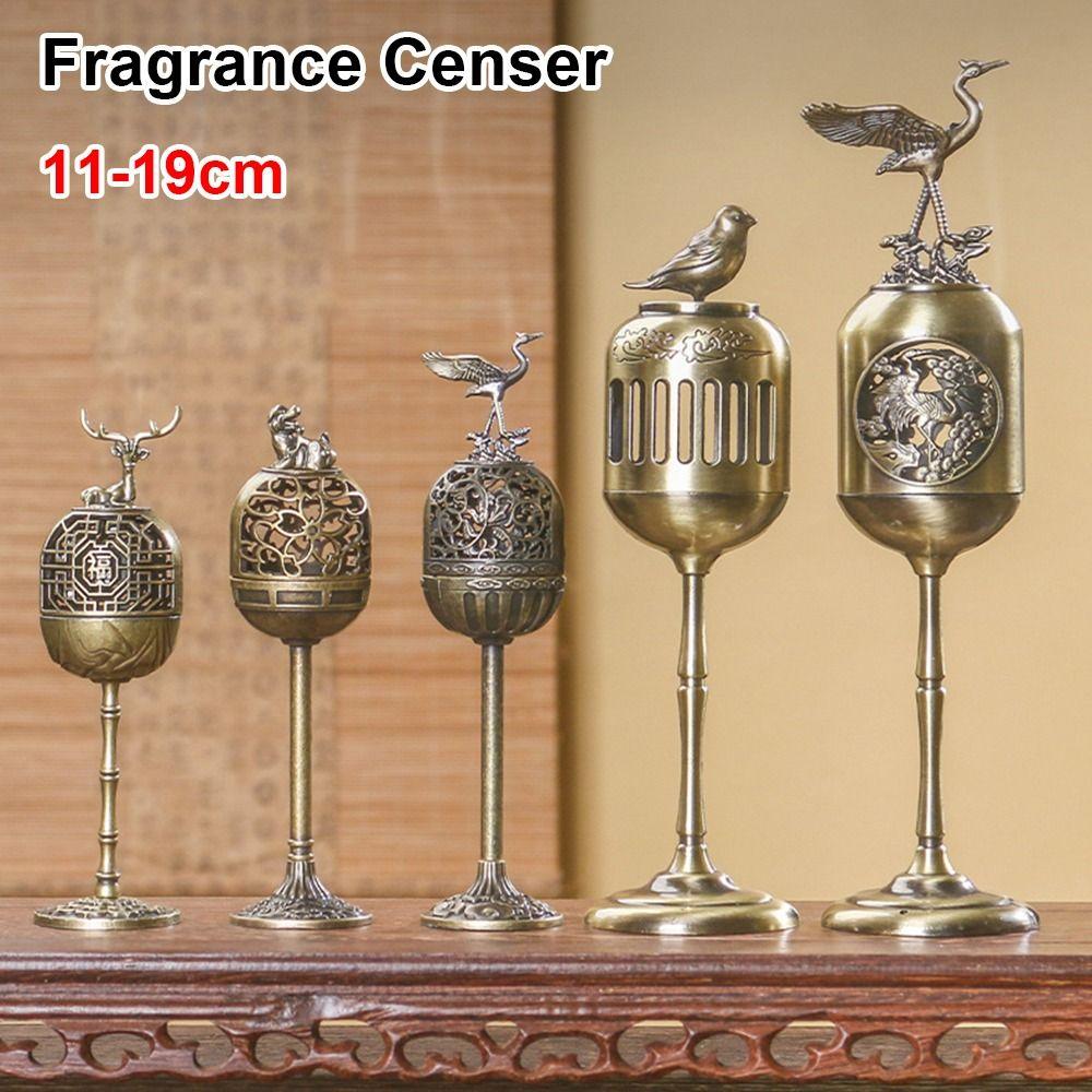

1Pcs 19cm Incense Holder Alloy Sandalwood Fragrance Censer Study Room Home Decor Style 5