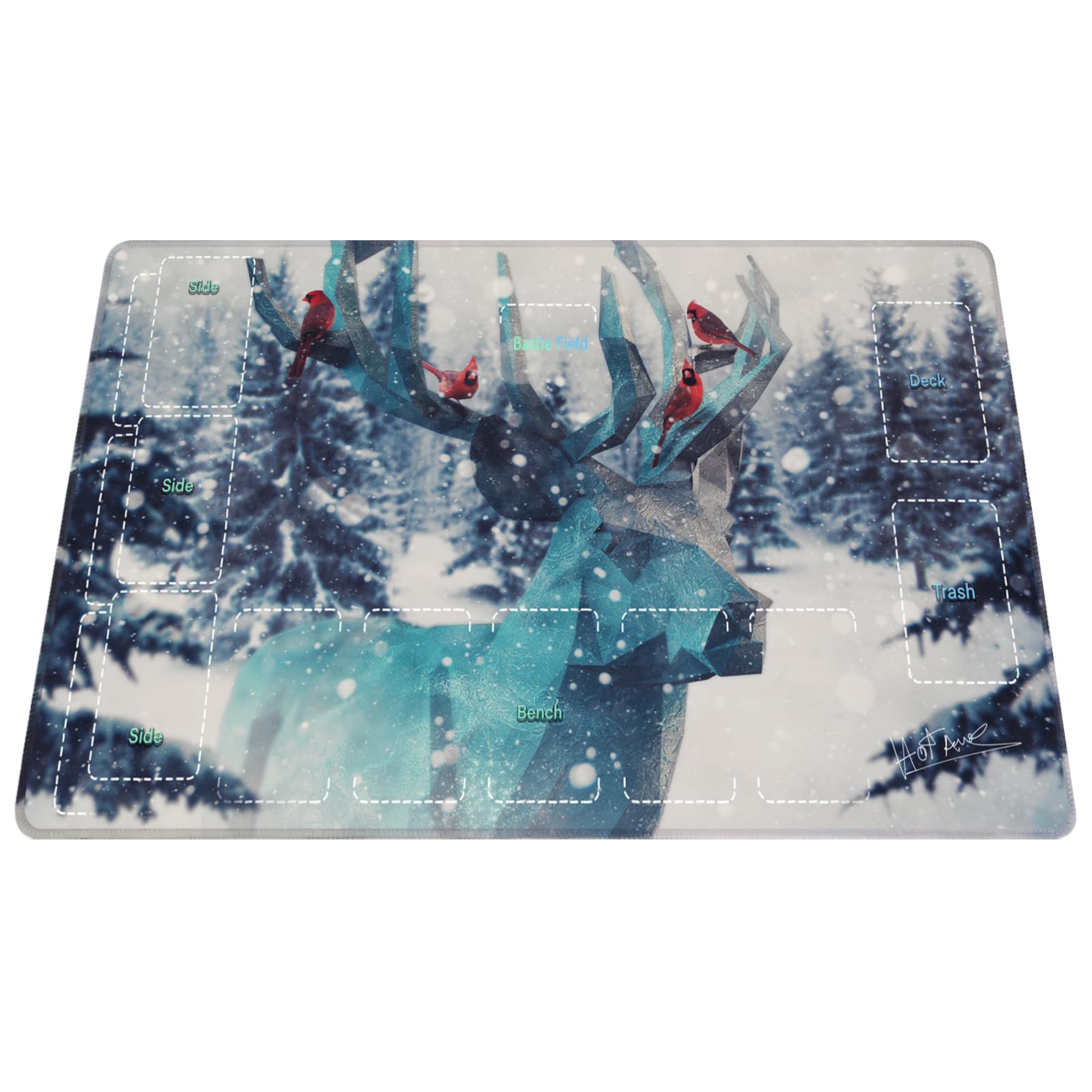 

Игровой коврик для карточной игры Namioka для карты № Идеально подходит для соревнований и казуальной игры Игровой коврик Коврик, Игры, 60x35см, Складки, - Готов к турниру (Олень,